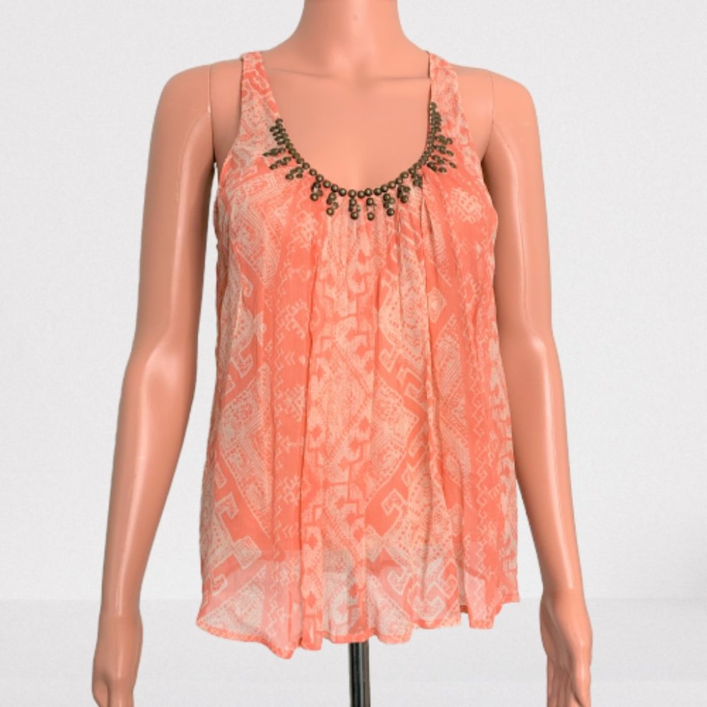 Joie Orange Sleeveless Silk Racerback Tank Top XS